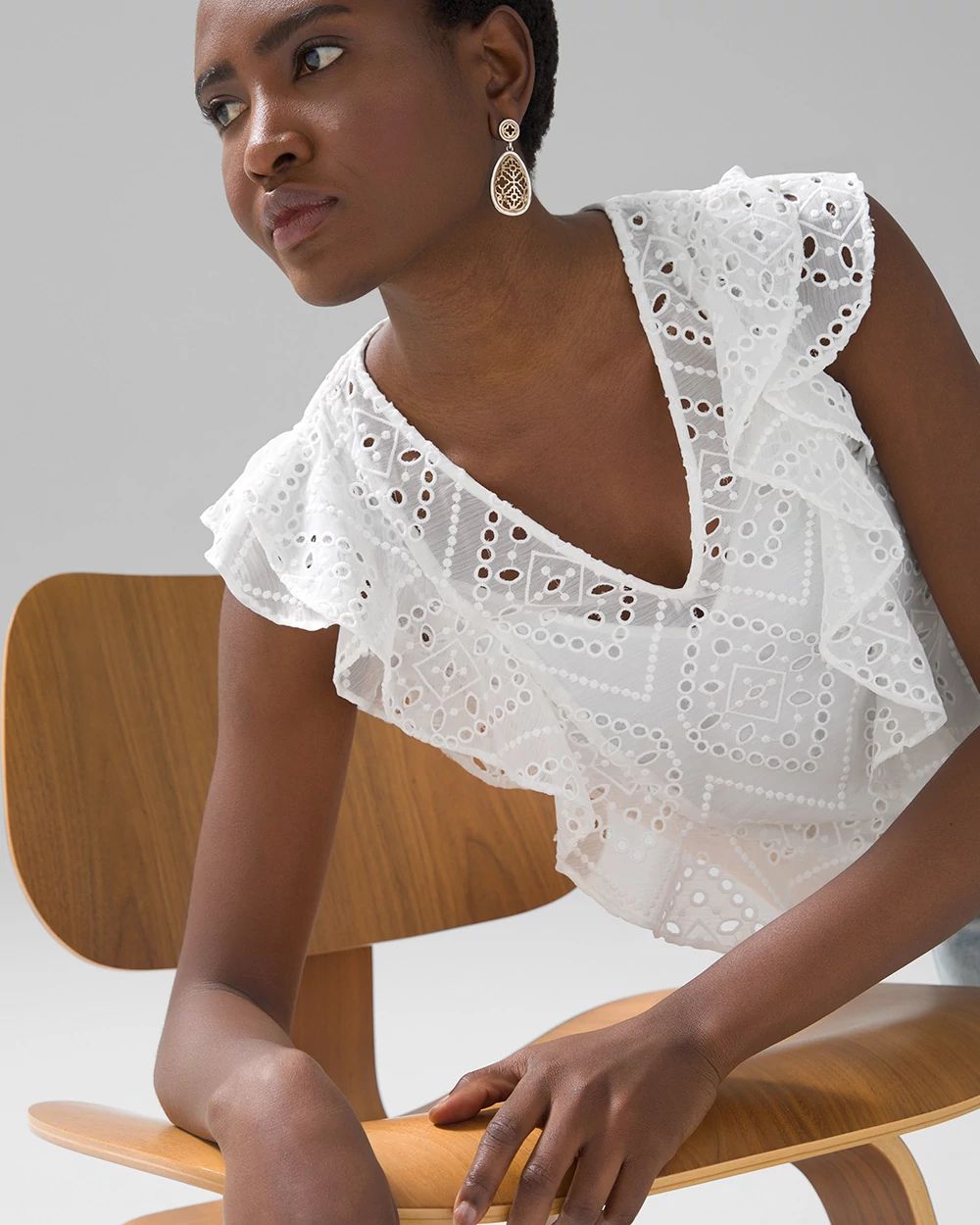 Flutter Sleeve Embroidered Top