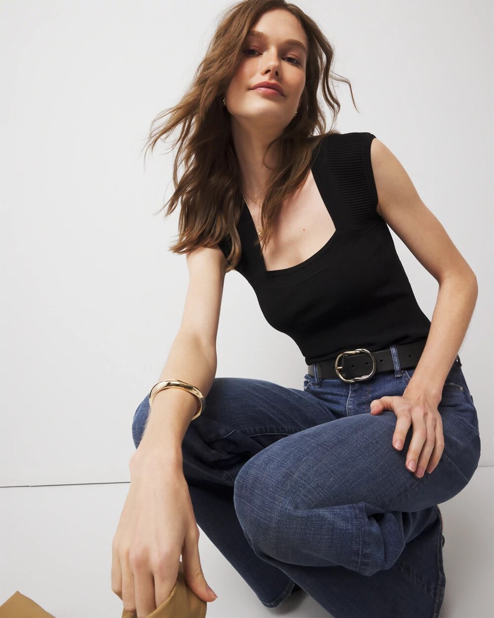 WHBMFORME™ Sculpt Stretch Cap Sleeve Sweater