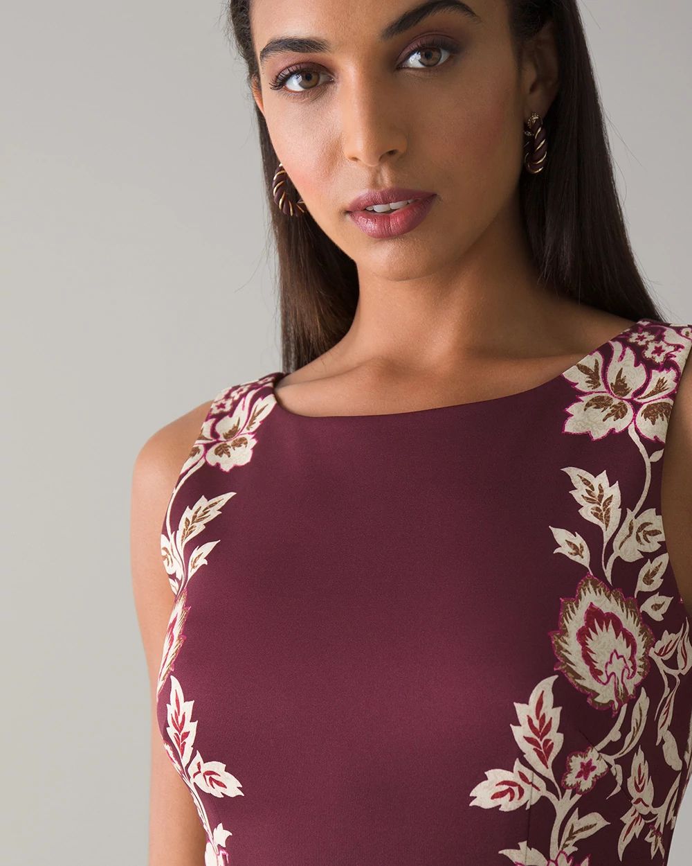 Sleeveless Floral-Print Sheath Dress