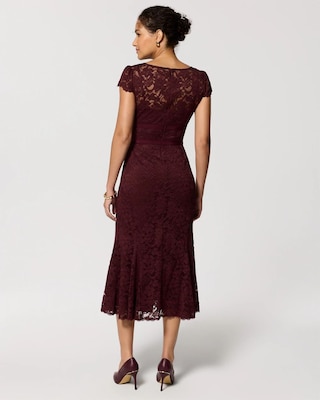 V-neck Lace Midi Dress click to view larger image.