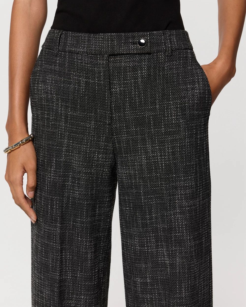 Petite Tweed High Rise Wide Leg Pant click to view larger image.