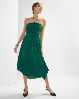 Strapless Pleated Tie-Waist Dress click to view larger image.