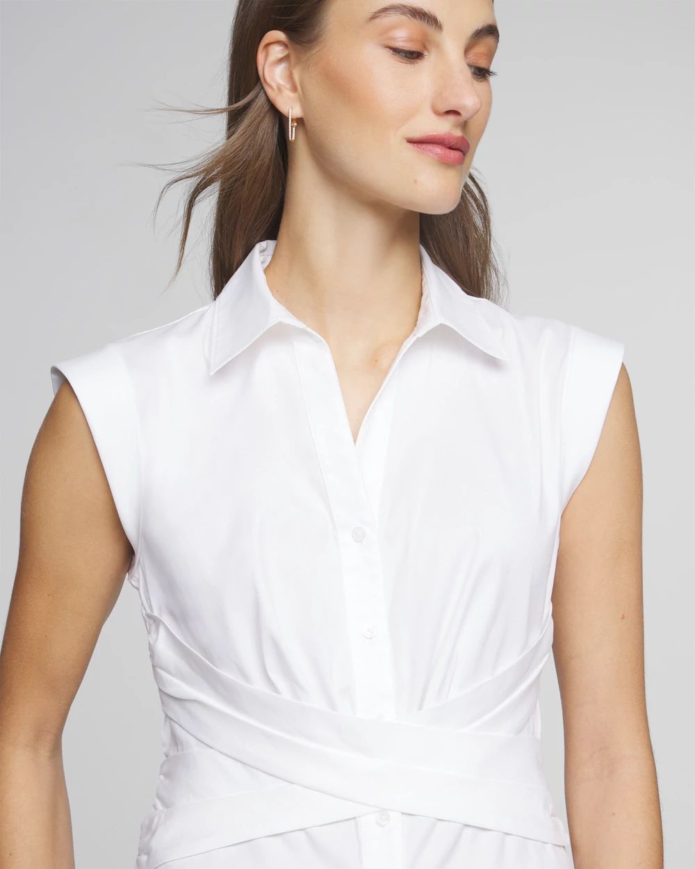 Short Sleeve Crossover Poplin Top