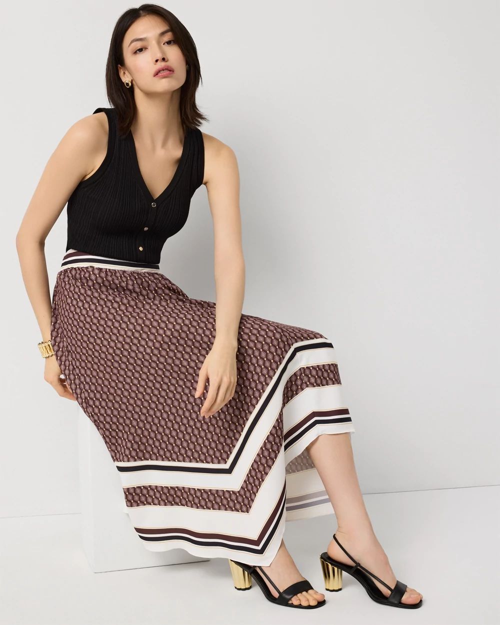 Handkerchief Hem Midi Skirt