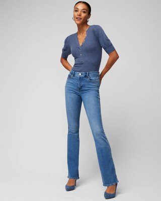 Elbow Sleeve Cashmere Blend Puff Henley Sweater