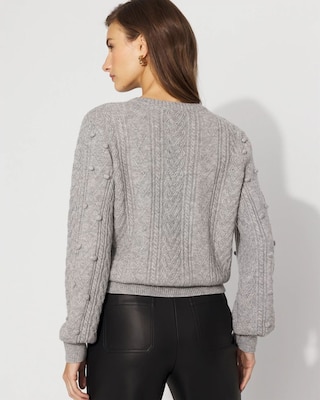 Satin Bow Cable Knit Sweater click to view larger image.