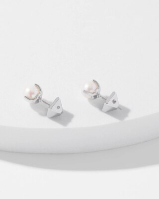 Glass Pearl Stud Earrings click to view larger image.