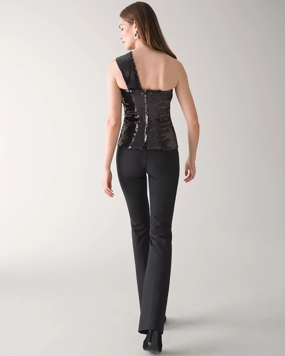 One-Shoulder Sequin Bow Bustier