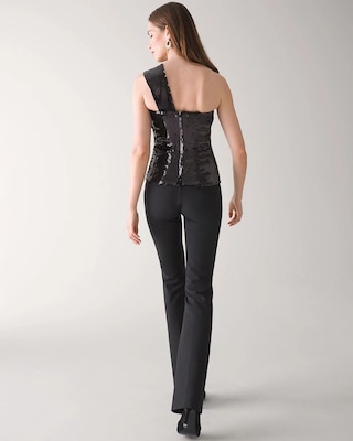 One-Shoulder Sequin Bow Bustier