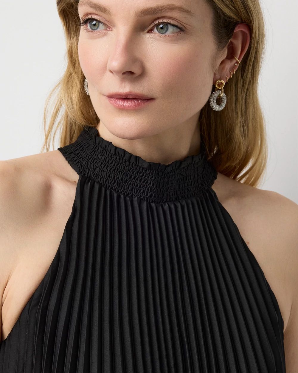 Petite Pleated Midi Halter Dress