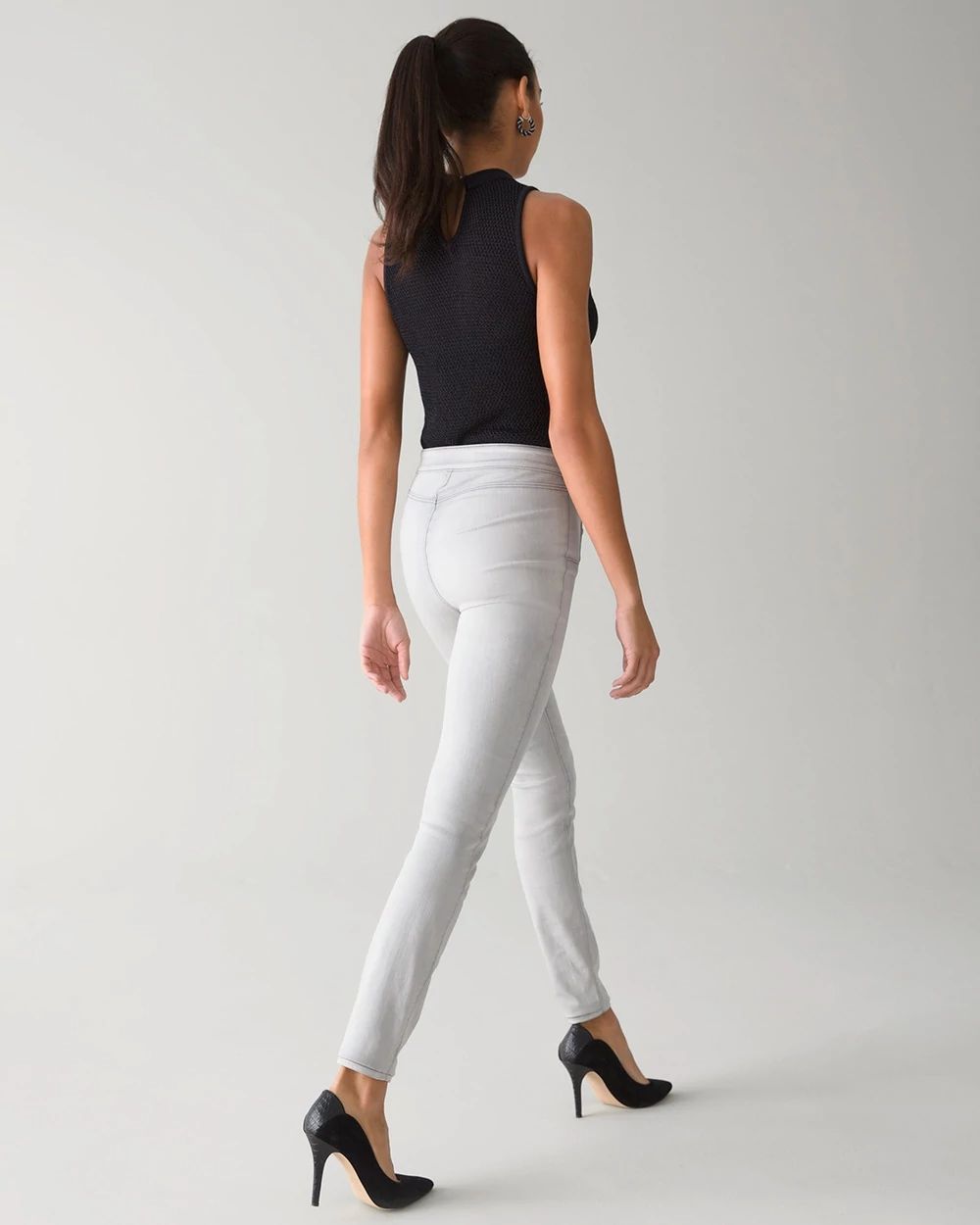 High-Rise Sailor Button Skinny Jeans click to view larger image.
