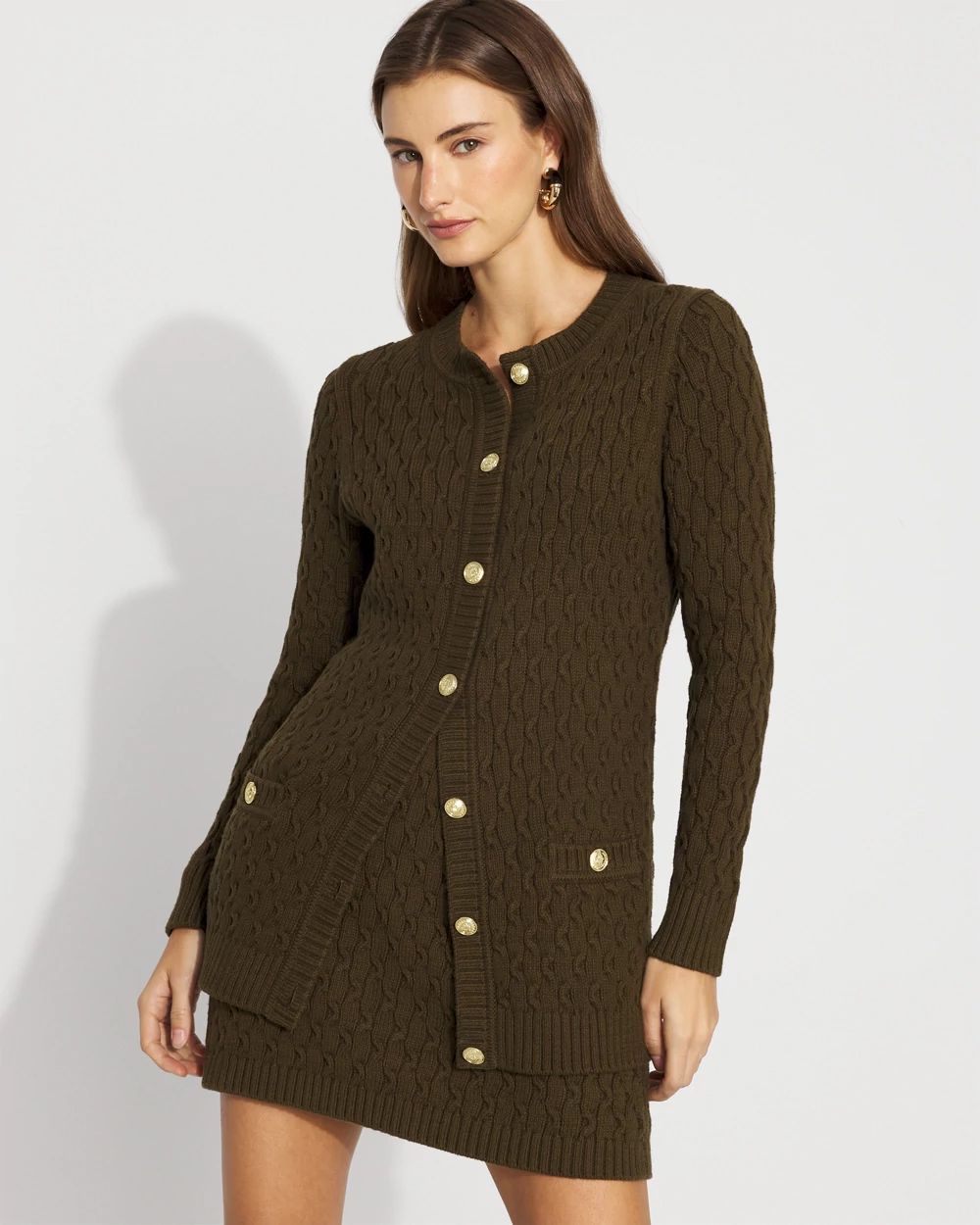 Longline Cable Knit Cardigan Sweater