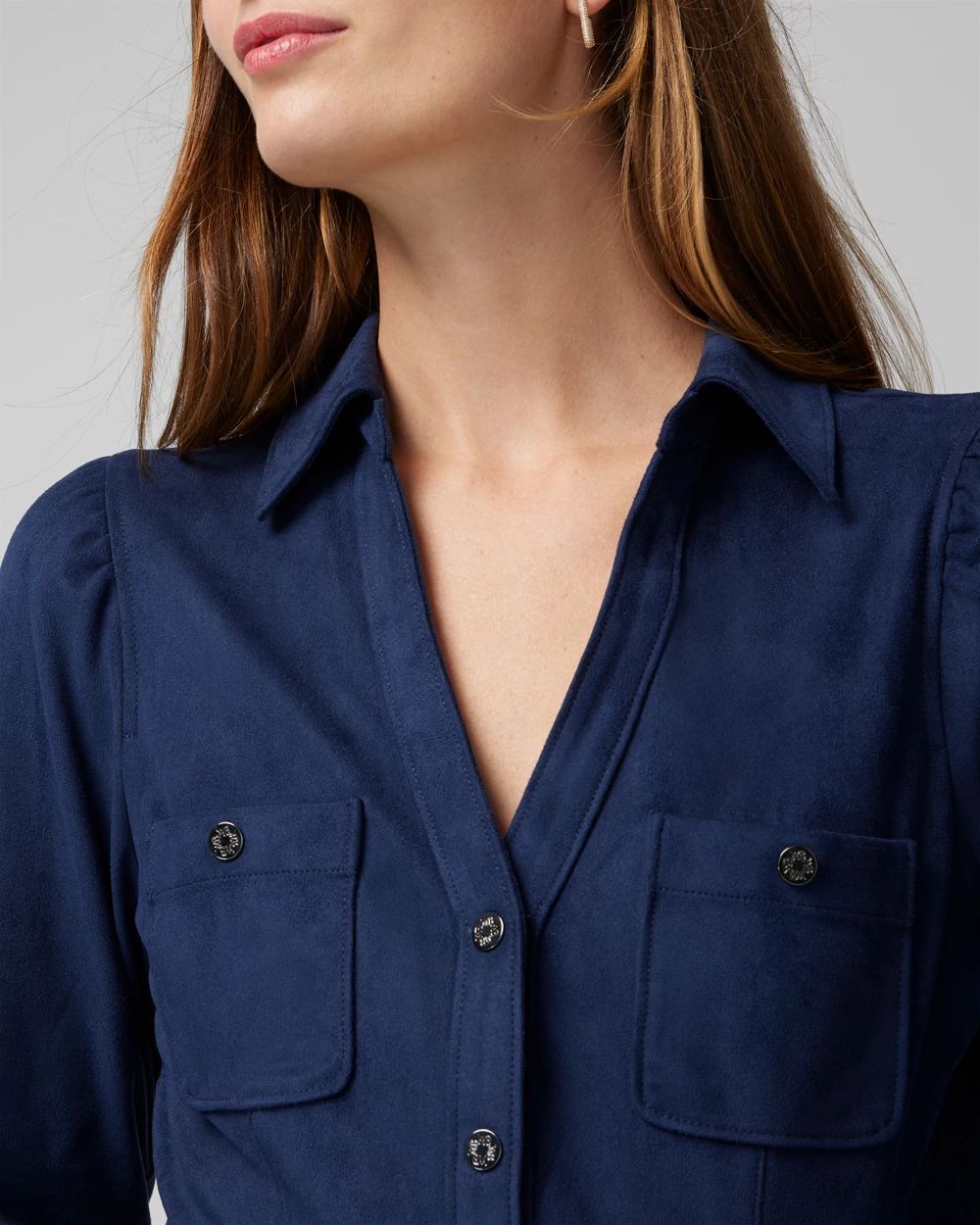 Long Sleeve Suede Pocket Shirt