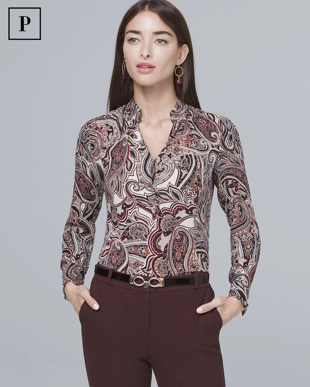 Petite Silk Paisley Shirt