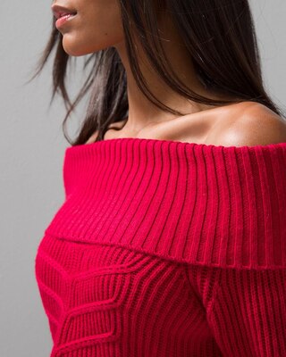 Off-the-Shoulder Cable Knit Sweater