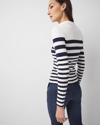 Ribbed Collar Pullover Sweater click to view larger image.