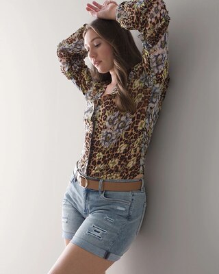 Curvy-Fit Mid-Rise Everyday Soft Denim™ Destructed Shorts