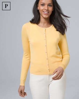 Petite Woven-Back Cardigan