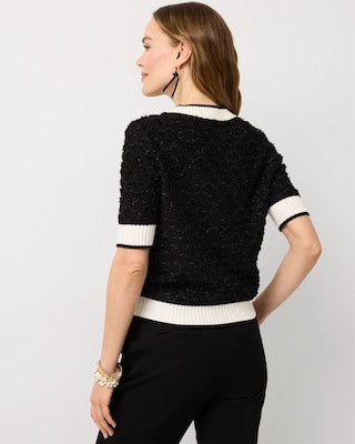 Bouclé Elbow Sleeve Cardigan click to view larger image.