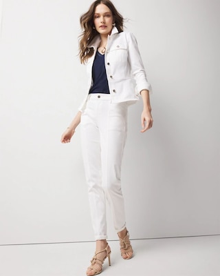 Denim Peplum Jacket click to view larger image.
