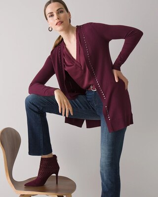 Long-Sleeve Studded Cardigan