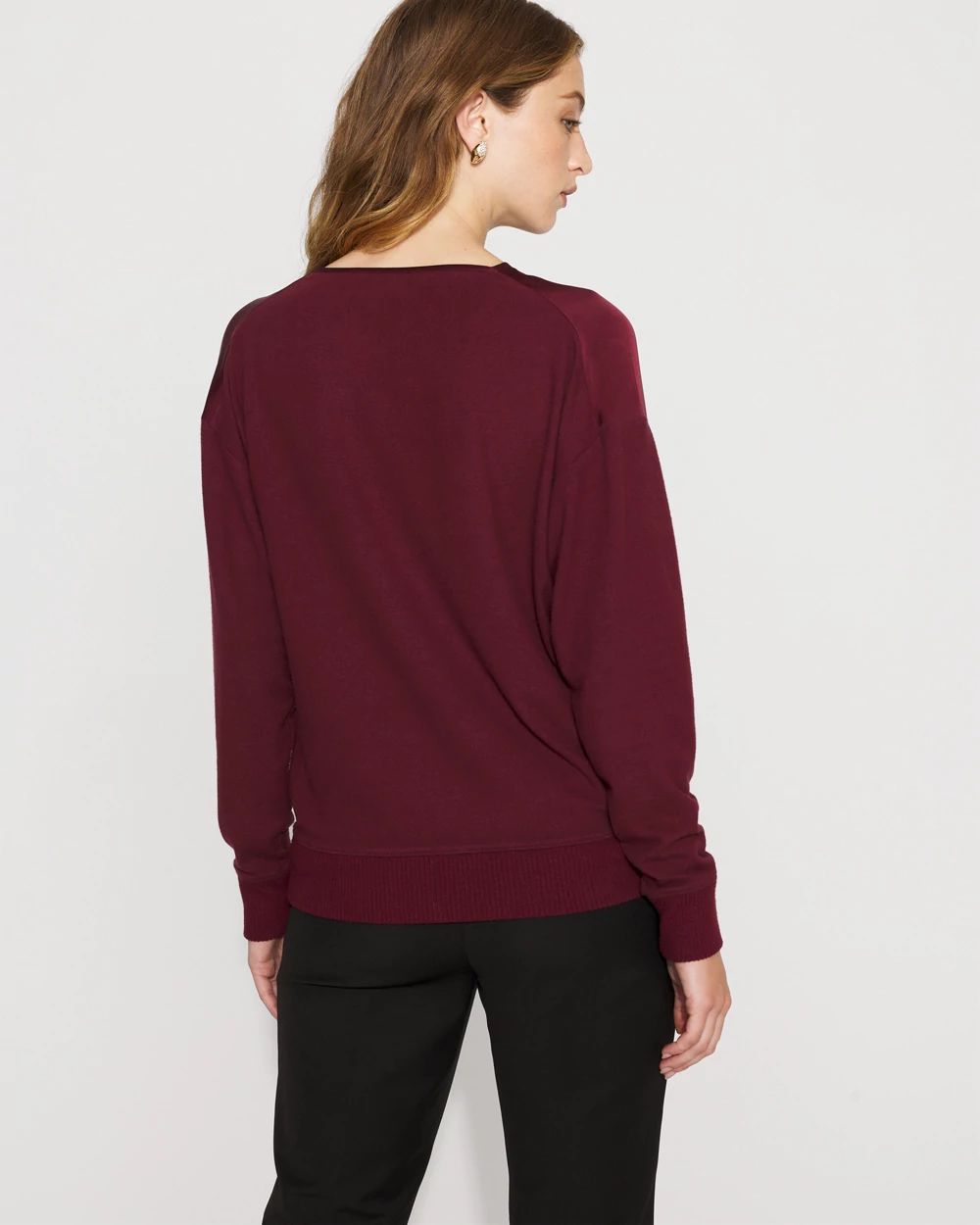 Petite Satin Mix Snit Top