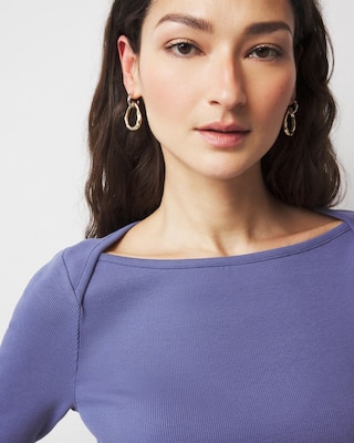 WHBM FORME™  Ribbed Stretch Boatneck Top click to view larger image.
