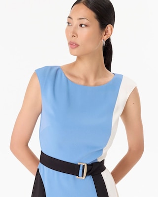 Colorblock Belted Midi Dress click to view larger image.