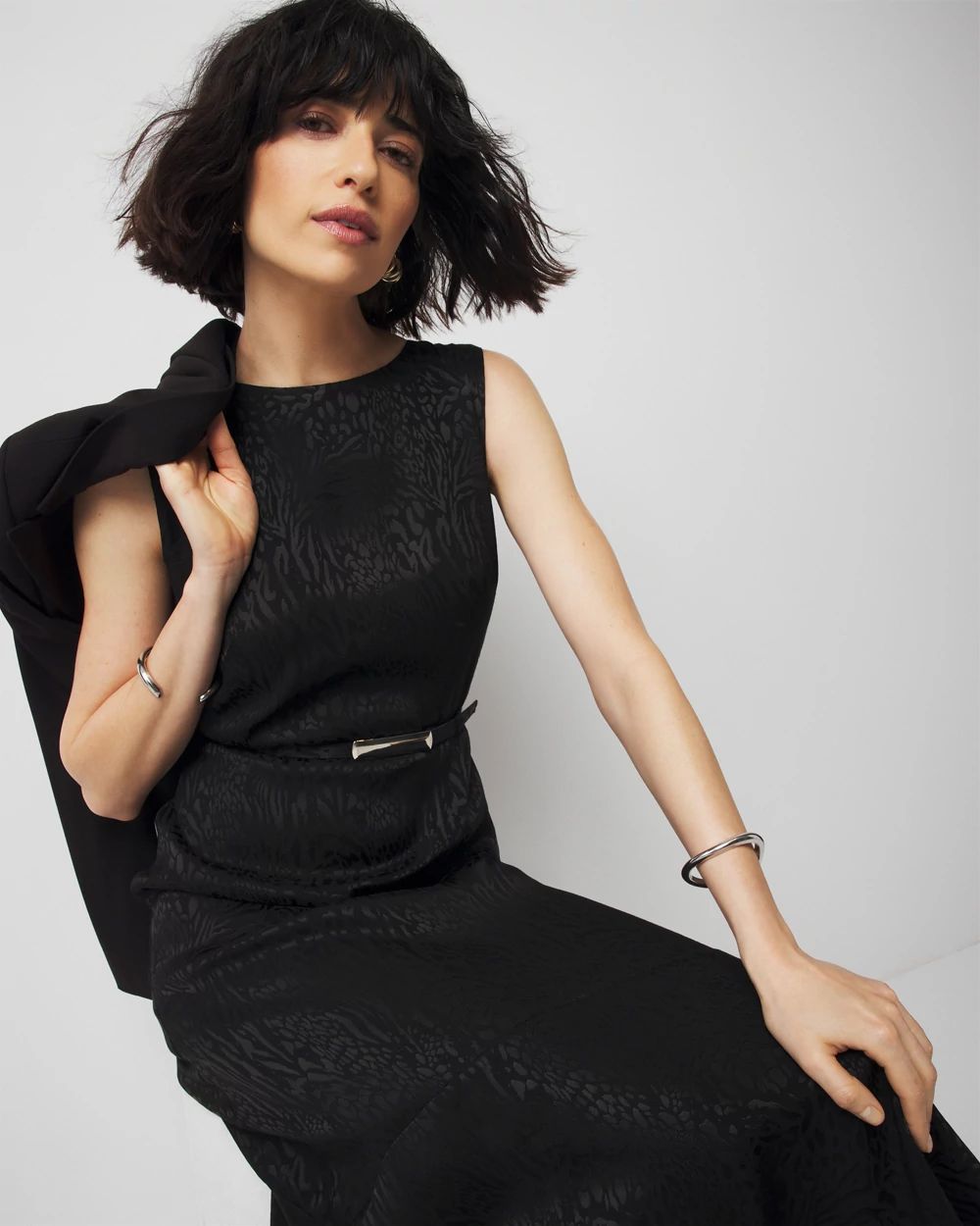 Animal-Print Jacquard Midi Dress