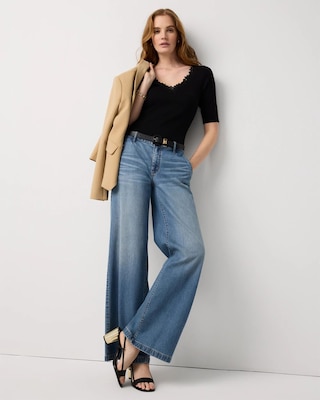 WHBM FORME™ Lace Trim V-neck Tee click to view larger image.