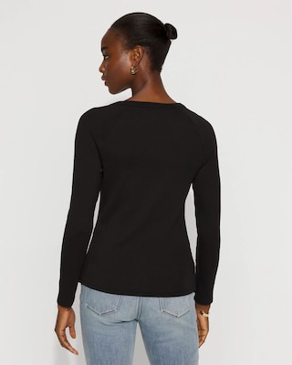 WHBM FORME™ Ribbed Stretch Button Long-Sleeve Tee click to view larger image.