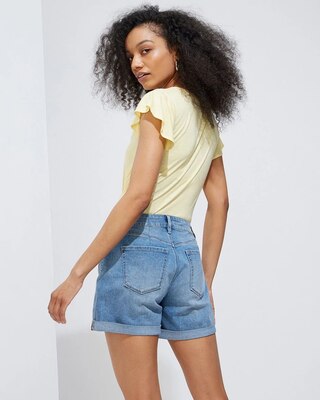Outlet WHBM Mid-Rise Embroidered Shorts