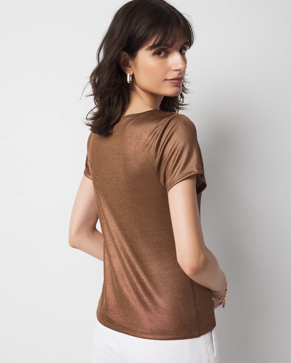 WHBM FORME™ All Ways Stretch Metallic Twist Front Tee