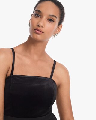 Convertible Black Strapless Velvet Bodice Split-Leg Jumpsuit