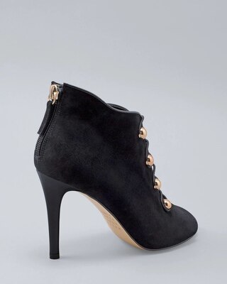 Suede Peep-Toe Booties