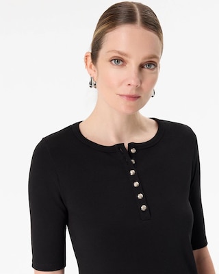 Elbow Sleeve Henley Top click to view larger image.