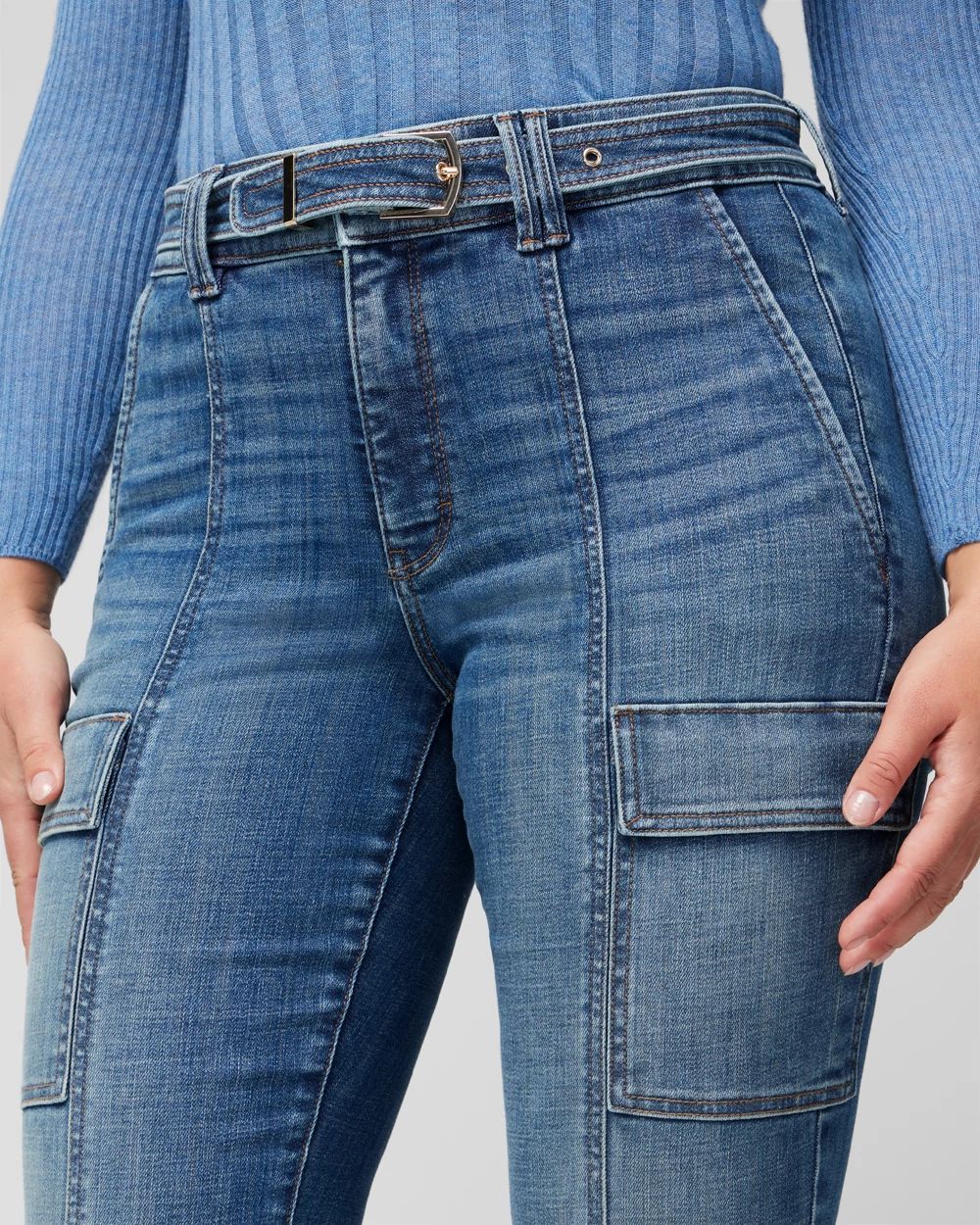 Curvy High-Rise Cargo Bootcut Jeans click to view larger image.
