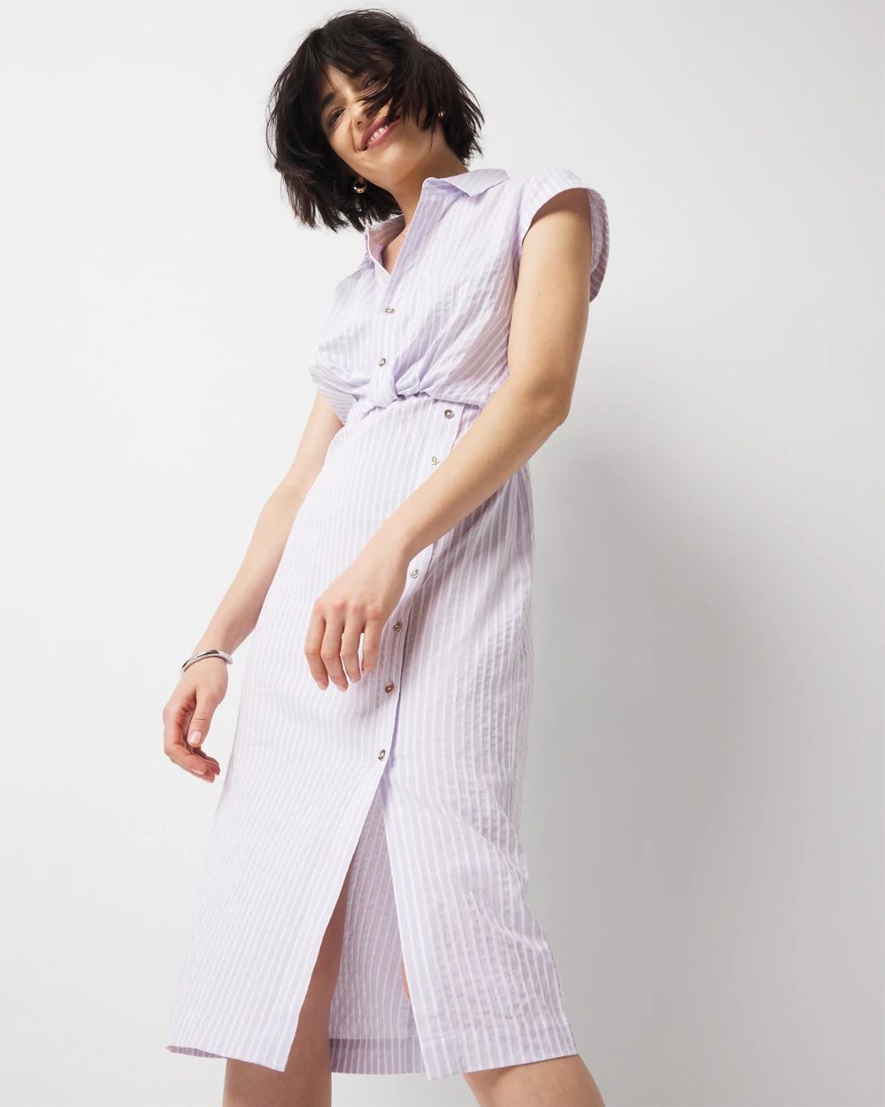 Short Sleeve Button Detail Dress