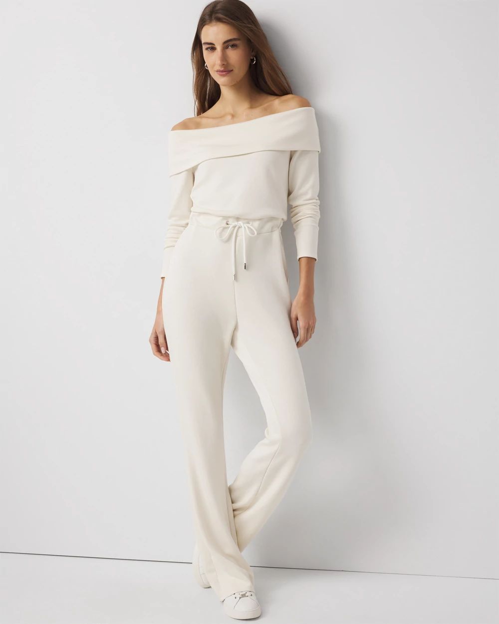 Petite Off-The-Shoulder Fold-Over Jumpsuit