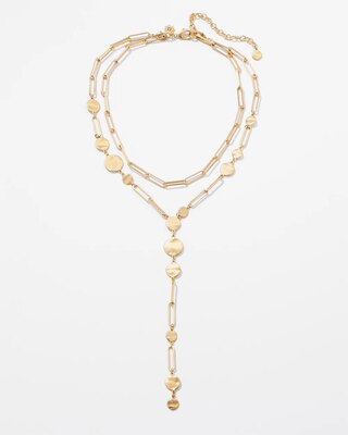Goldtone Wavy Disc Y-Strand Convertible Necklace