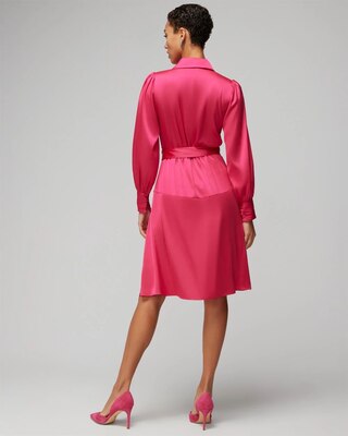 Long Sleeve Satin Wrap Mini Dress