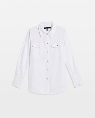 Linen-Blend Button Front Shirt click to view larger image.