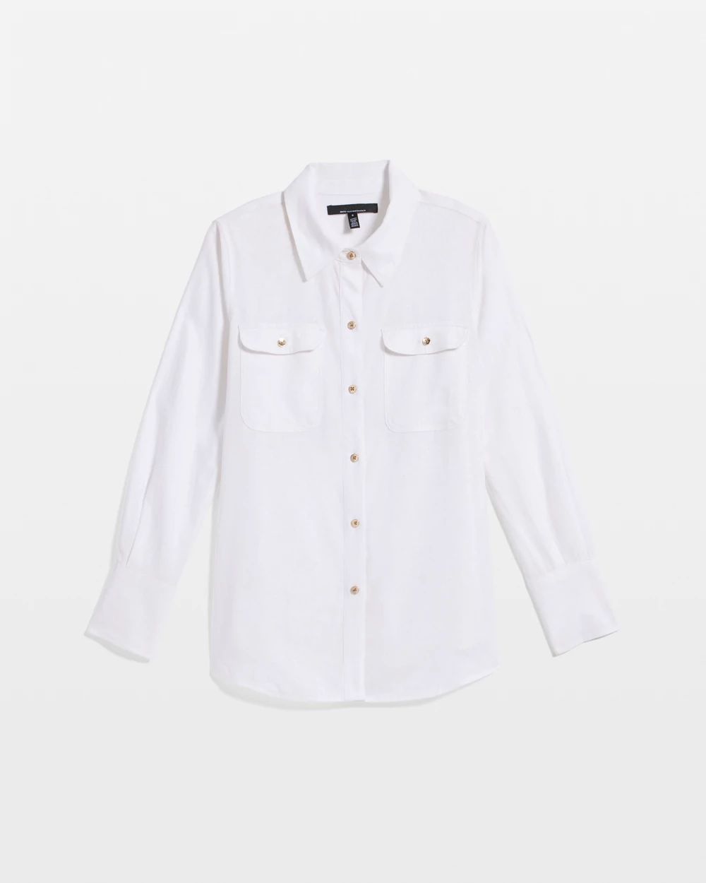 Linen-Blend Button Front Shirt