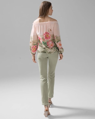 Placed Floral Off-The-Shoulder Blouse click to view larger image.