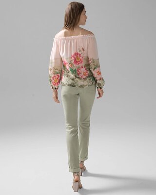 Placed Floral Off-The-Shoulder Blouse