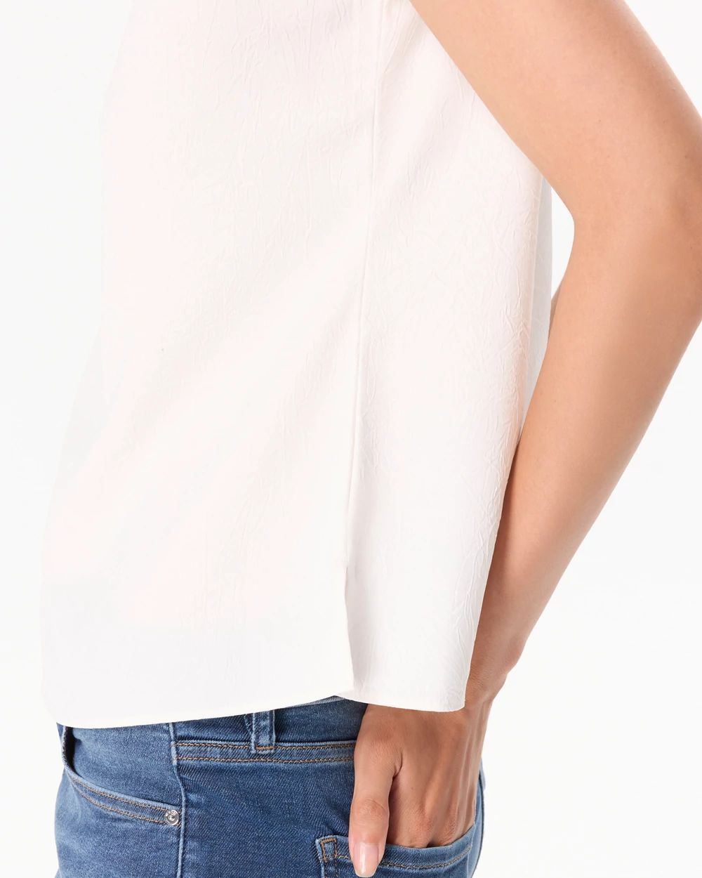 Ribbed Trim Satin Tee click to view larger image.