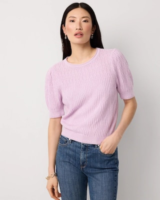 Novelty Stitch Puff Sleeve Pullover
