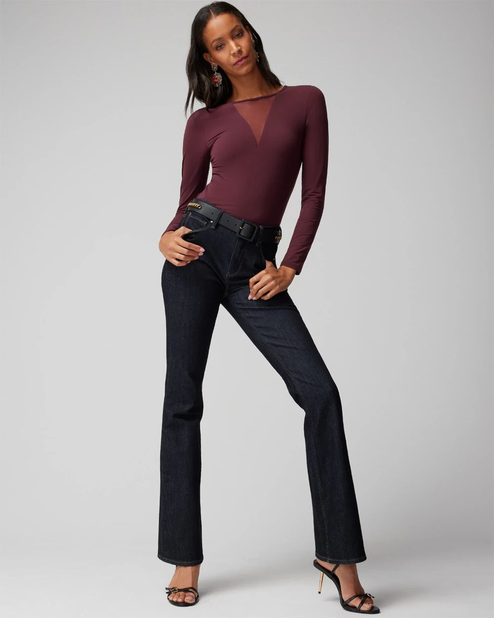 WHBM® FORME Long Sleeve Mesh Top