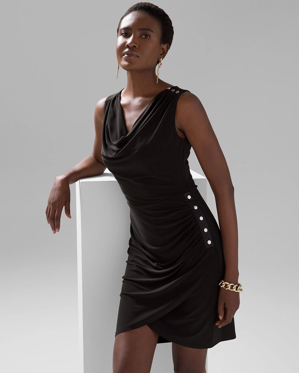 Sleeveless Matte Jersey Shirred Dress click to view larger image.
