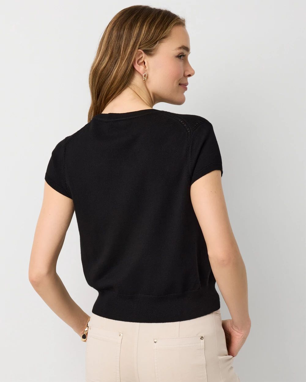 Short Sleeve Button Front Cardigan click to view larger image.